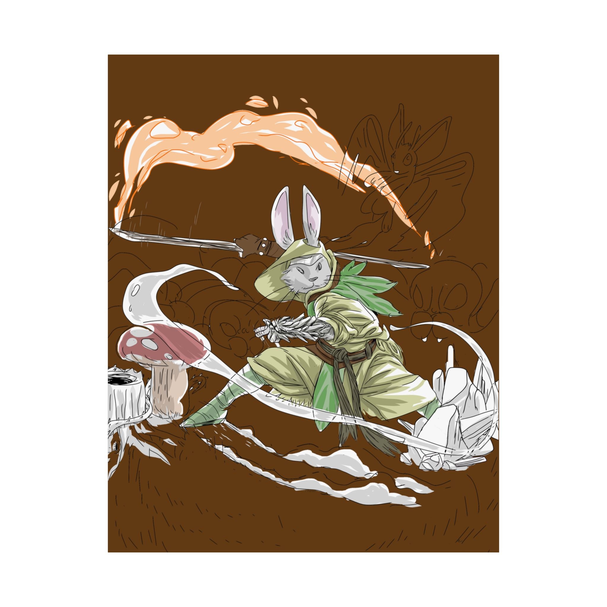 Bunny Monk Fantasy Poster — Matte Vertical Art Print