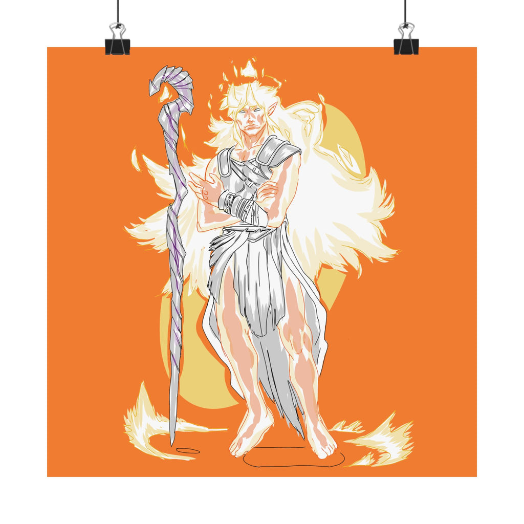 Flameborne Sorcerer — Matte Vertical Fantasy Wall Art