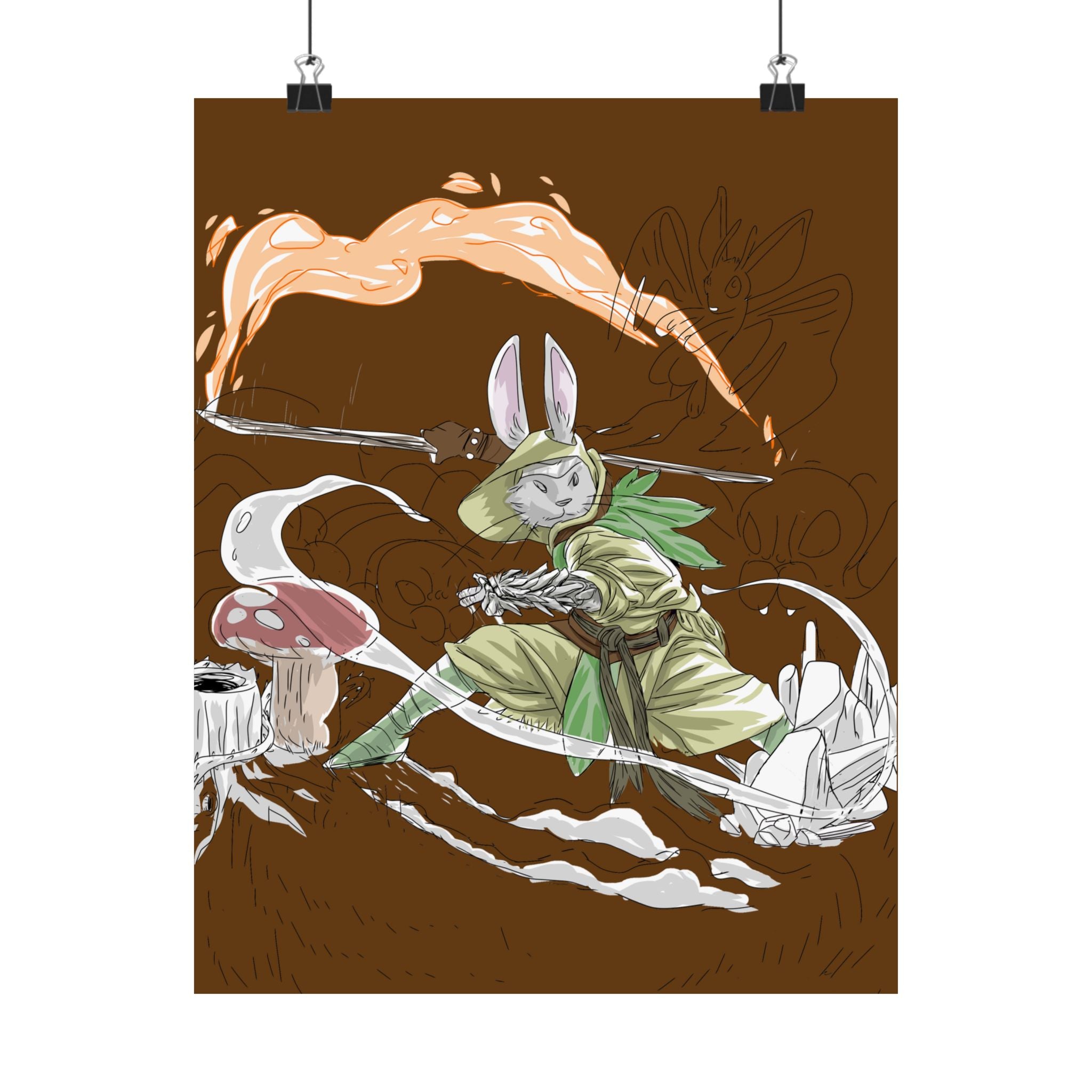 Bunny Monk Fantasy Poster — Matte Vertical Art Print
