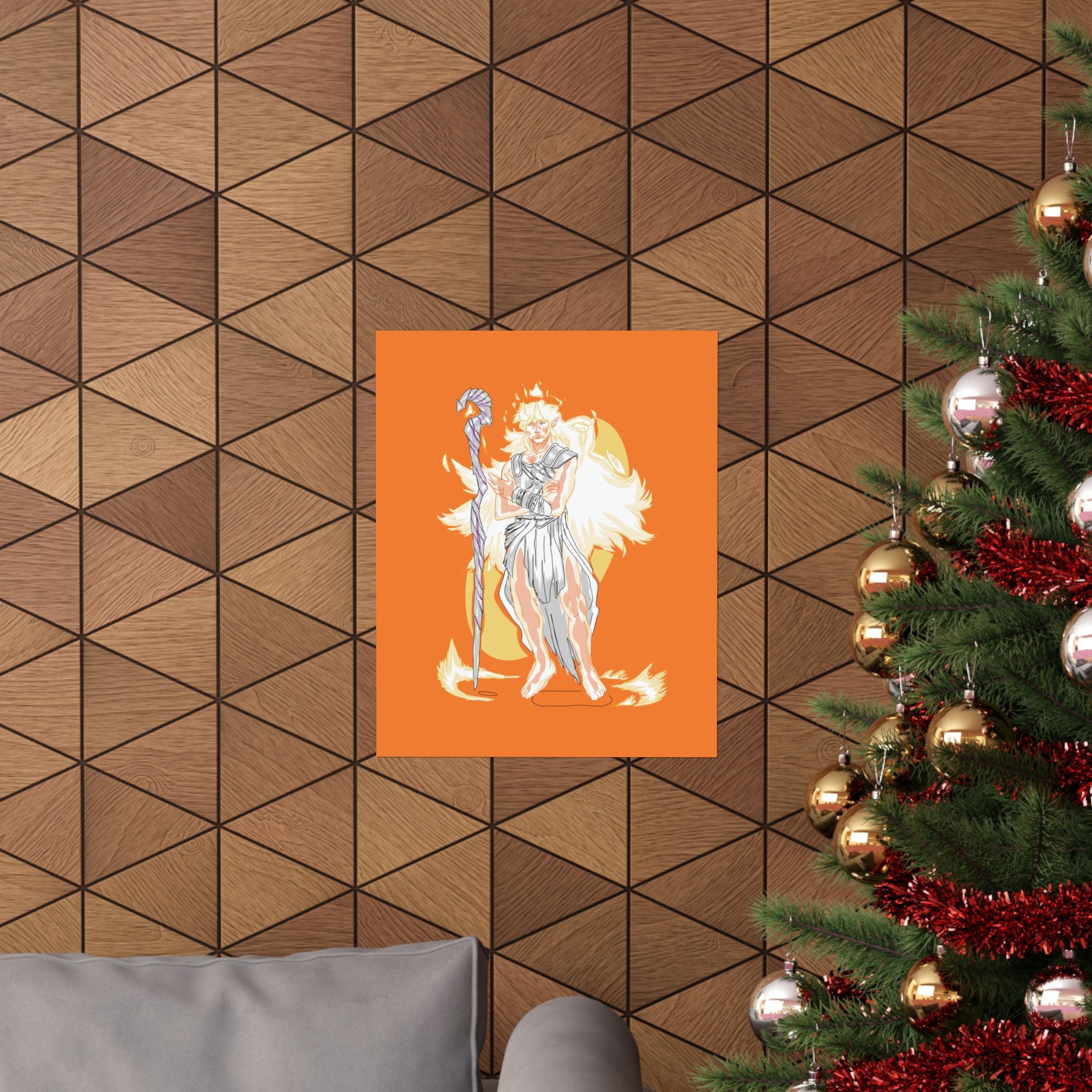 Flameborne Sorcerer — Matte Vertical Fantasy Wall Art