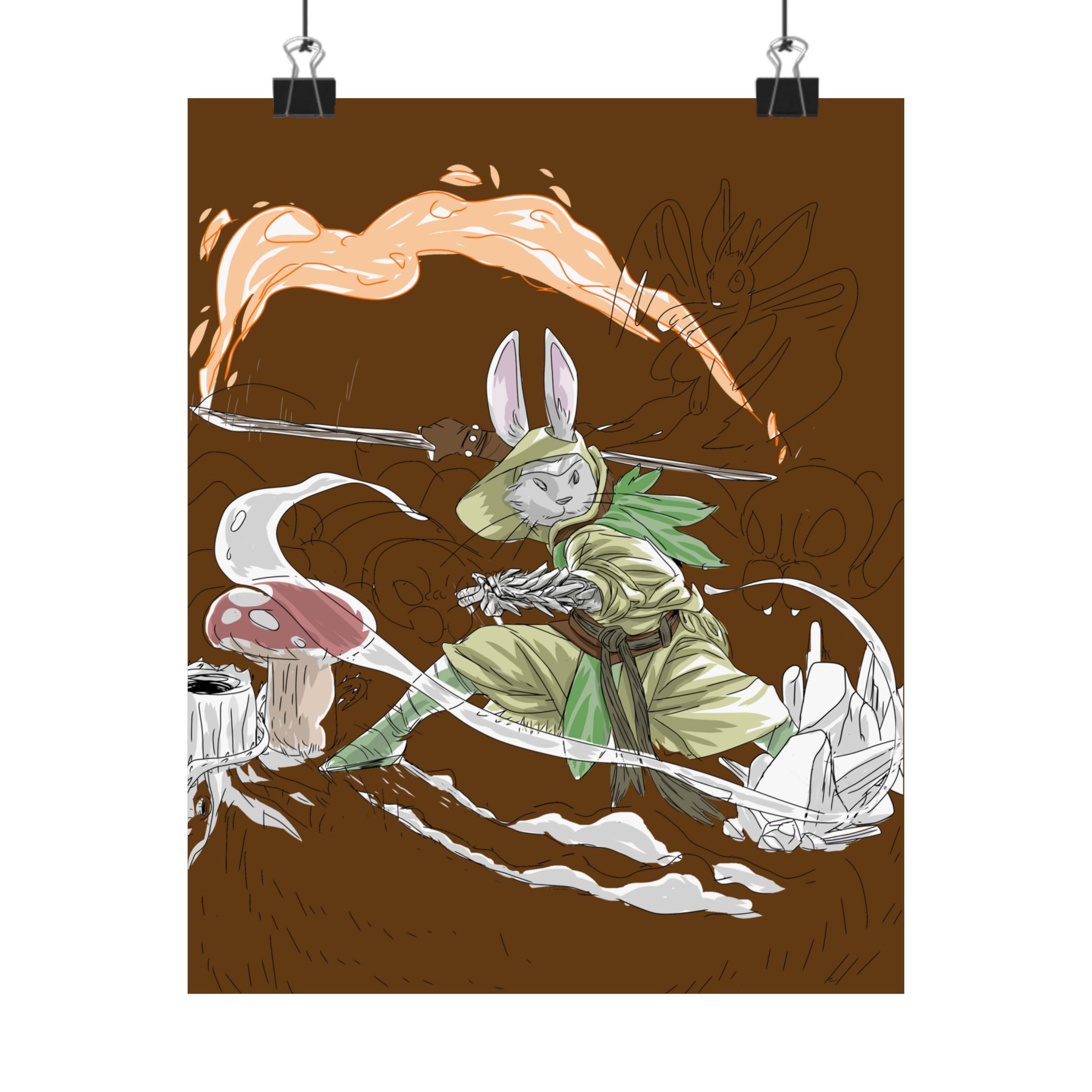 Bunny Monk Fantasy Poster — Matte Vertical Art Print